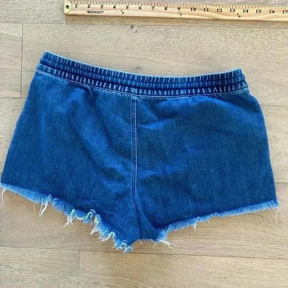 Aerie cut off elastic waist shorts medium blue - Picture 2 of 6